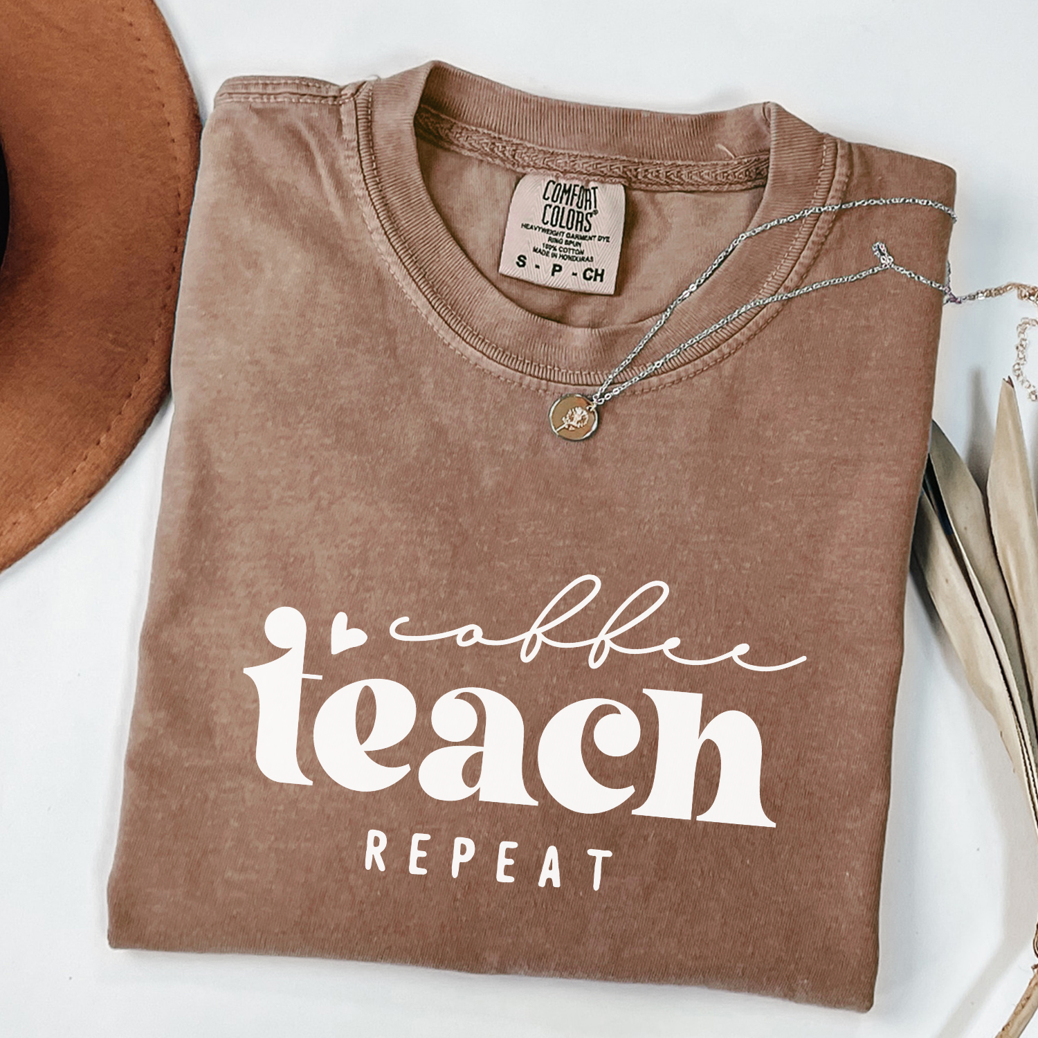 Coffee Teach Repeat Teacher T-Shirt