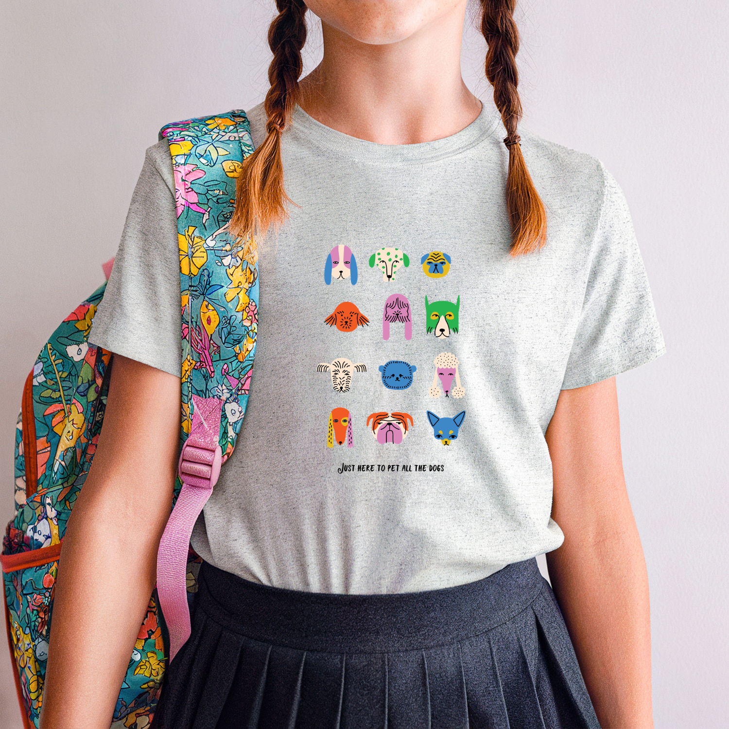 Funny kids dog shirt just here to pet all the dogs youth graphic tee