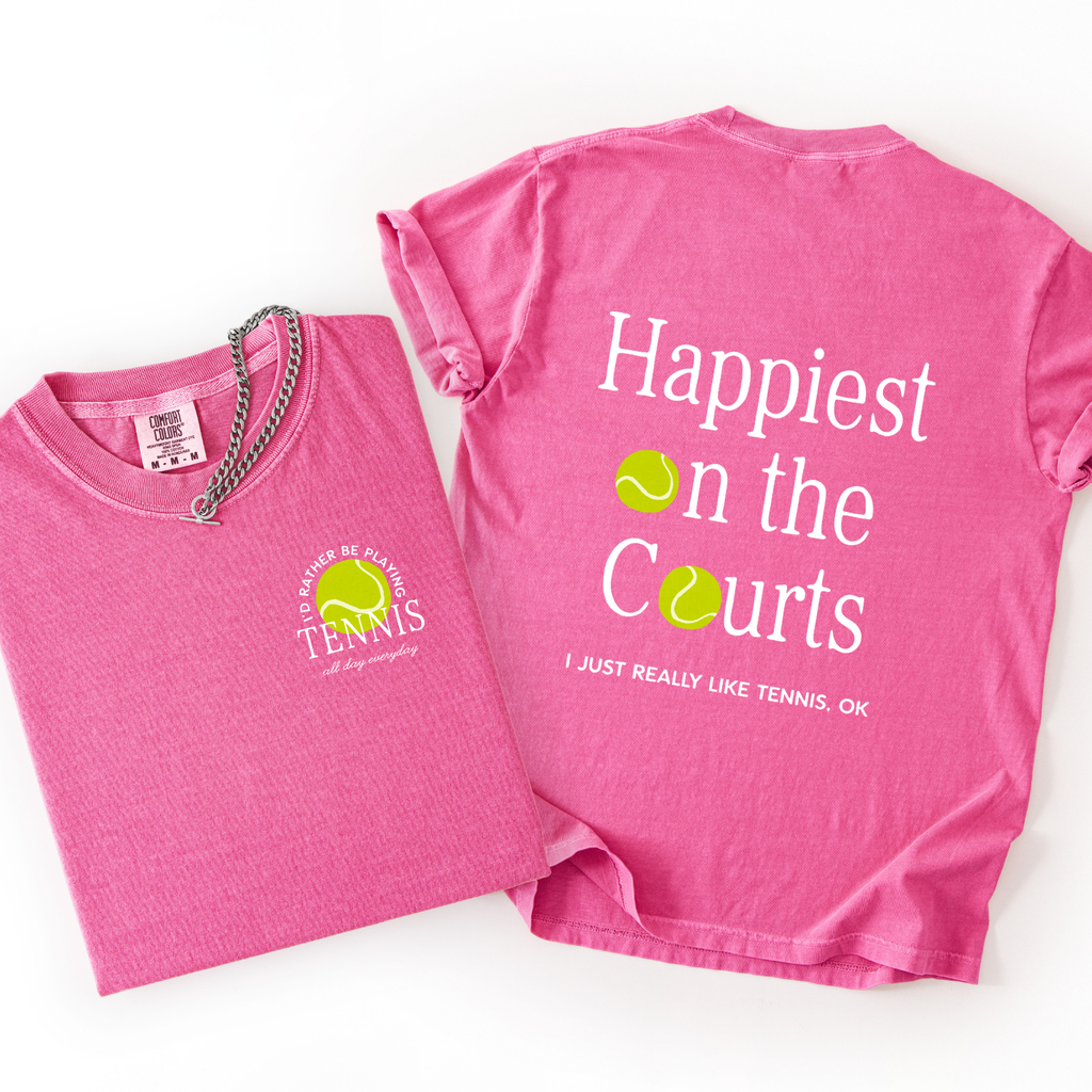Happiest on the Courts Tennis Lover Tee