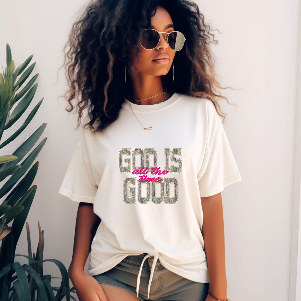 Camo God is Good All the Time Worship Tee