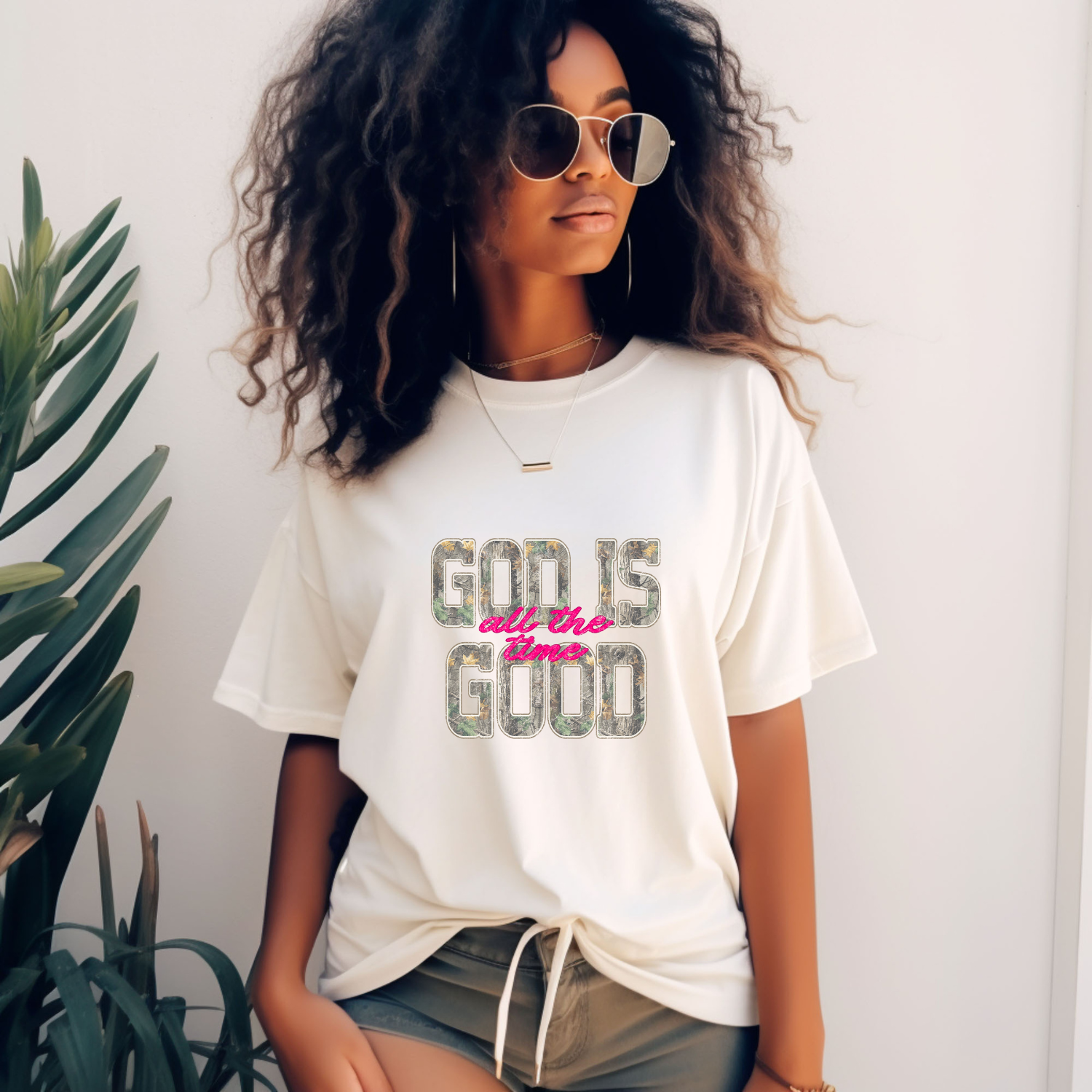 Camo God is Good All the Time Worship Tee