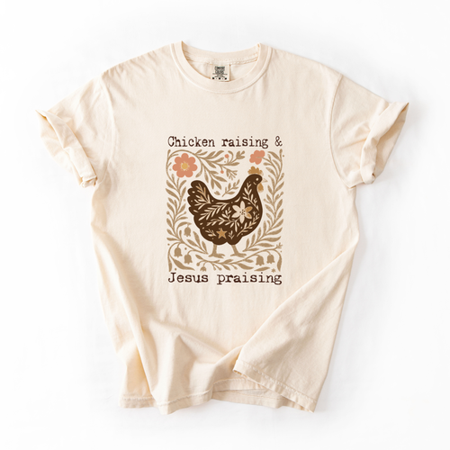 Ivory colored vivntage Chicken Raising Jesus Praising Worship Tee