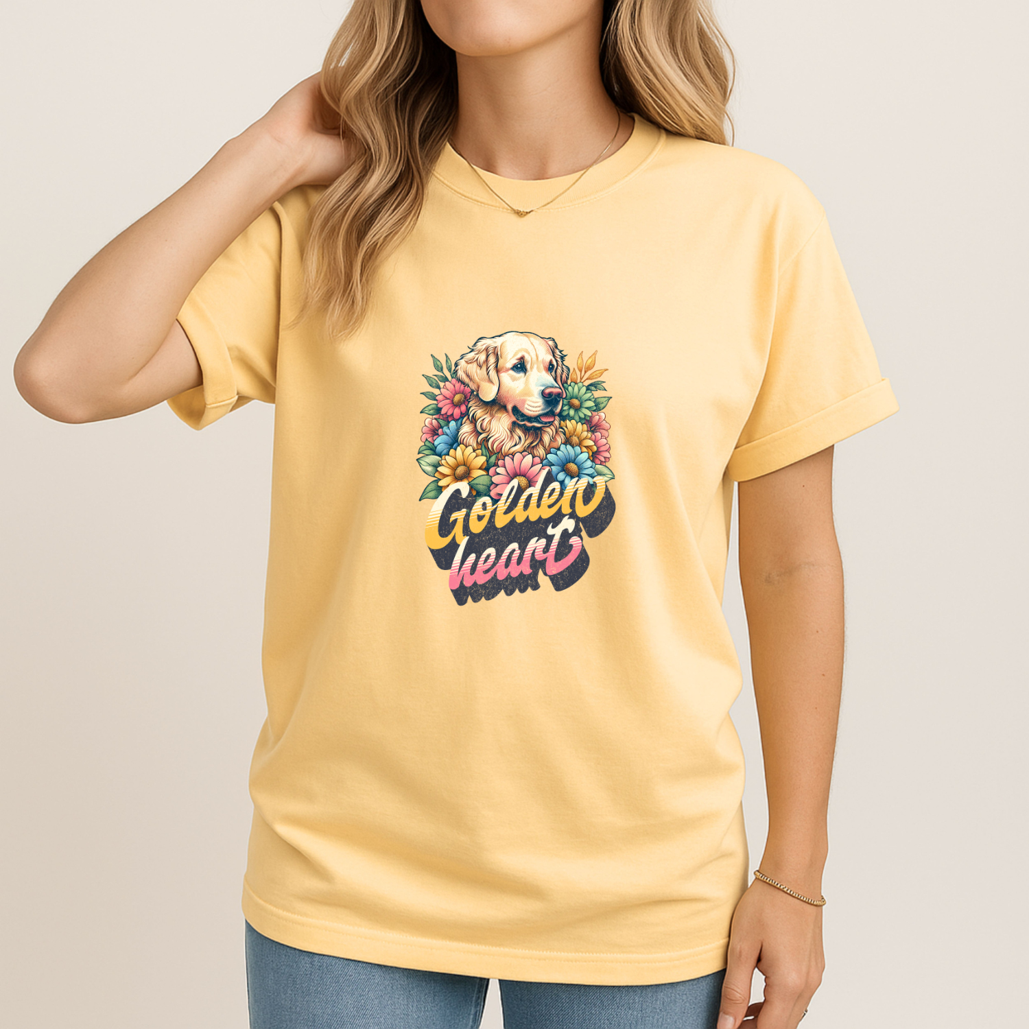 Golden Retriever Floral T-Shirt