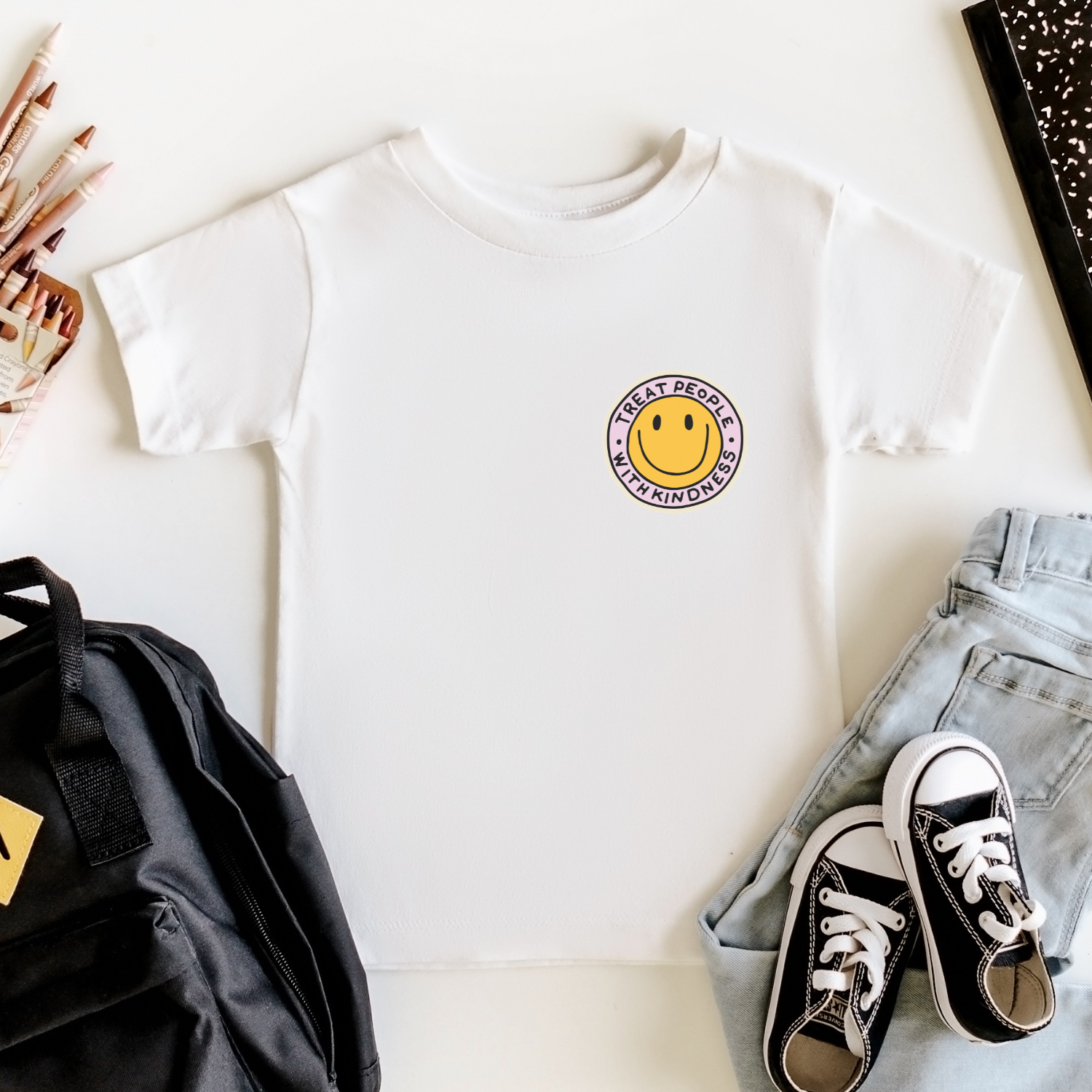 Positive message kids t-shirt encouraging kindness and friendship